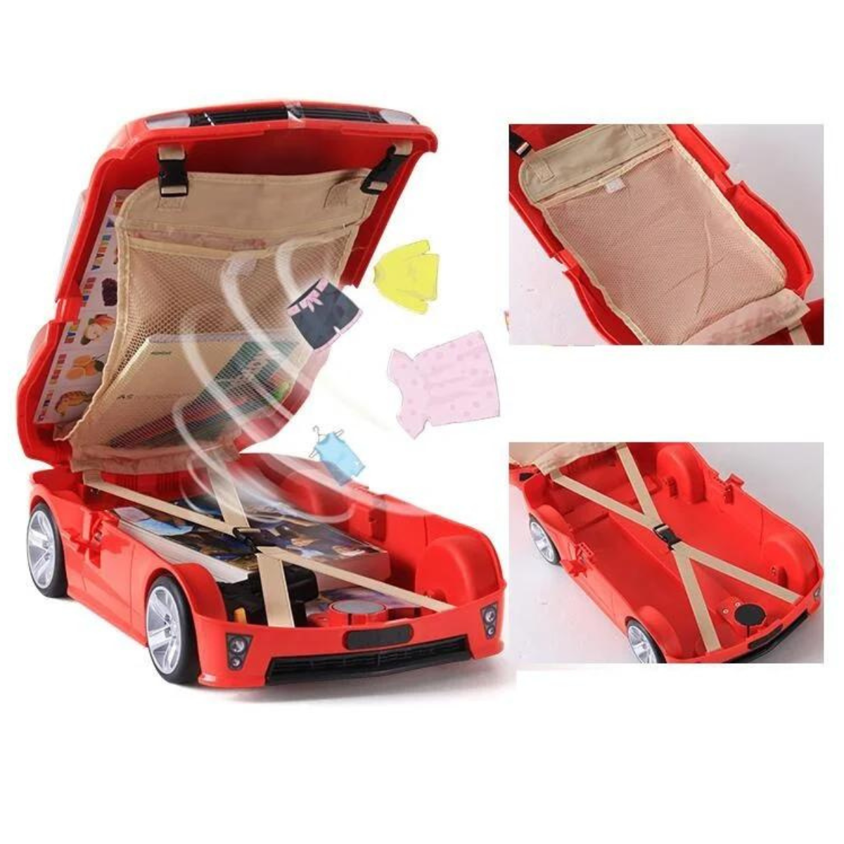 Maleta con Ruedas Super Auto Roja